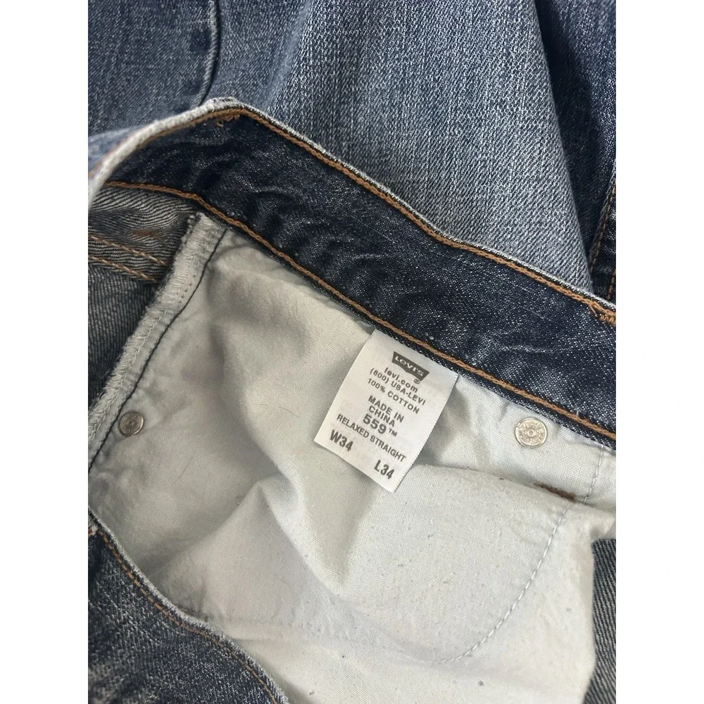 Levi's 559 Relaxed Straight Blue Jeans Mens‎ Size 34x34 Denim Pants Work Western